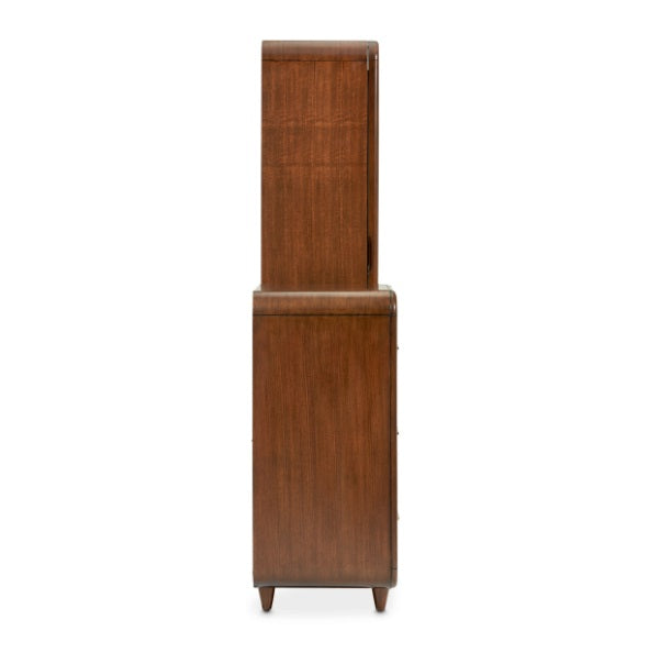 AICO Furniture Mason Park Offset Chest with Storage Mirror in Umber