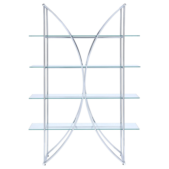 Larson 73-inch 4-shelf Glass Bookshelf Chrome