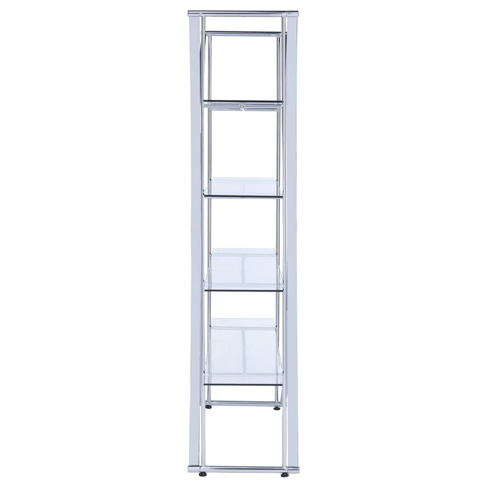 Larson 73-inch 4-shelf Glass Bookshelf Chrome