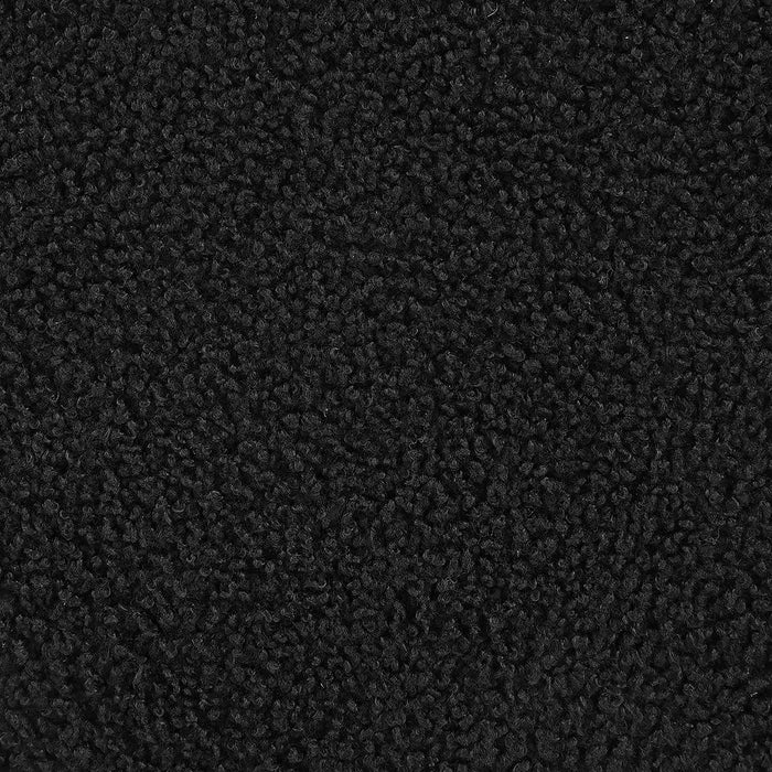 Valia Faux Sheepskin Upholstered Round Storage Ottoman Black