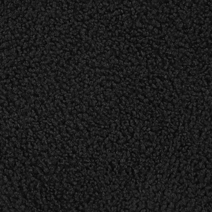 Zena Faux Sheepskin Upholstered Round Ottoman Black