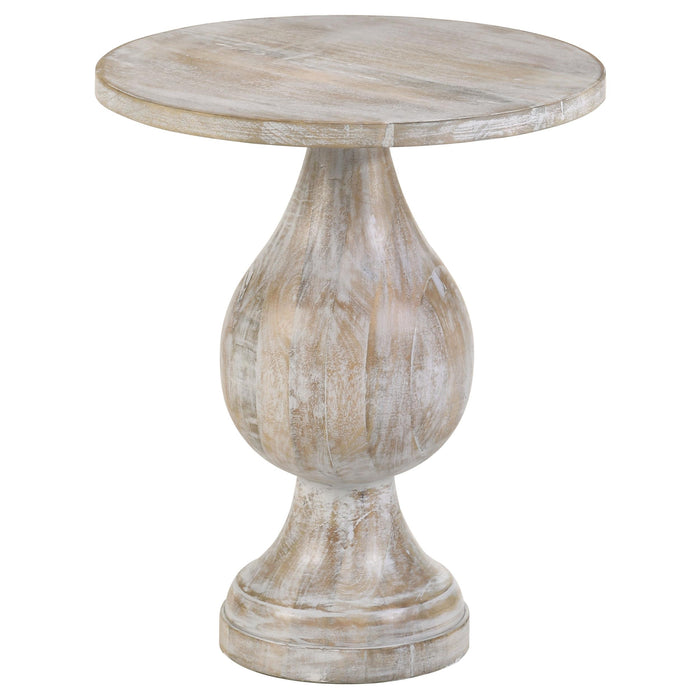Dianella Round Pedestal Base Accent Side Table White Washed