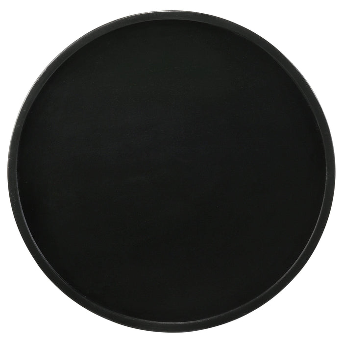 Ixia Round Solid Mango Wood Accent Side Table Black Stain
