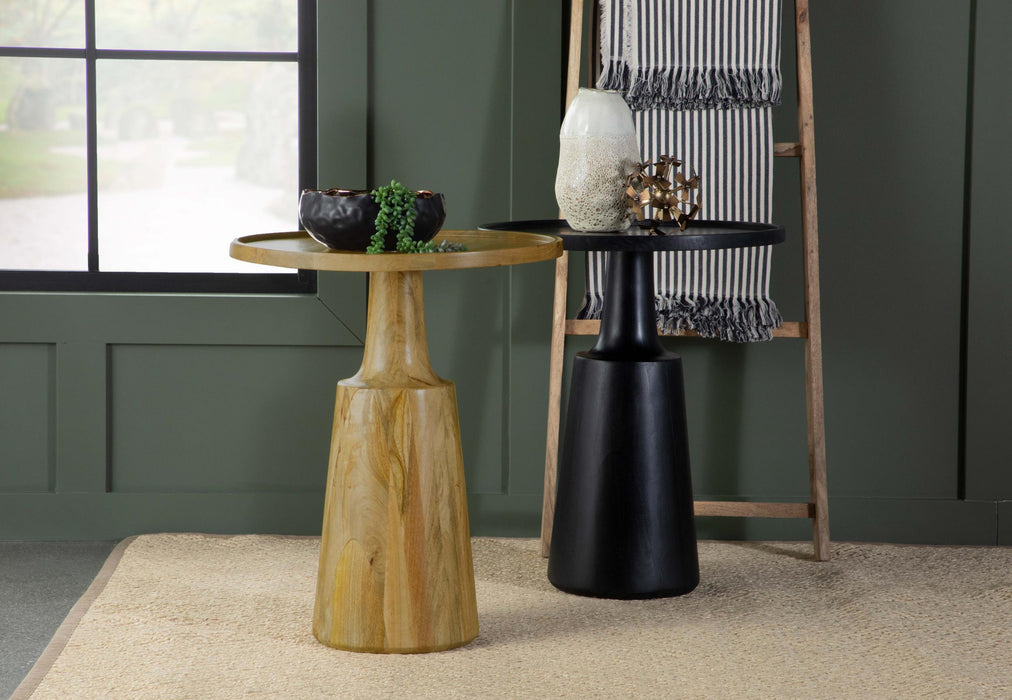 Ixia Round Solid Mango Wood Accent Side Table Black Stain