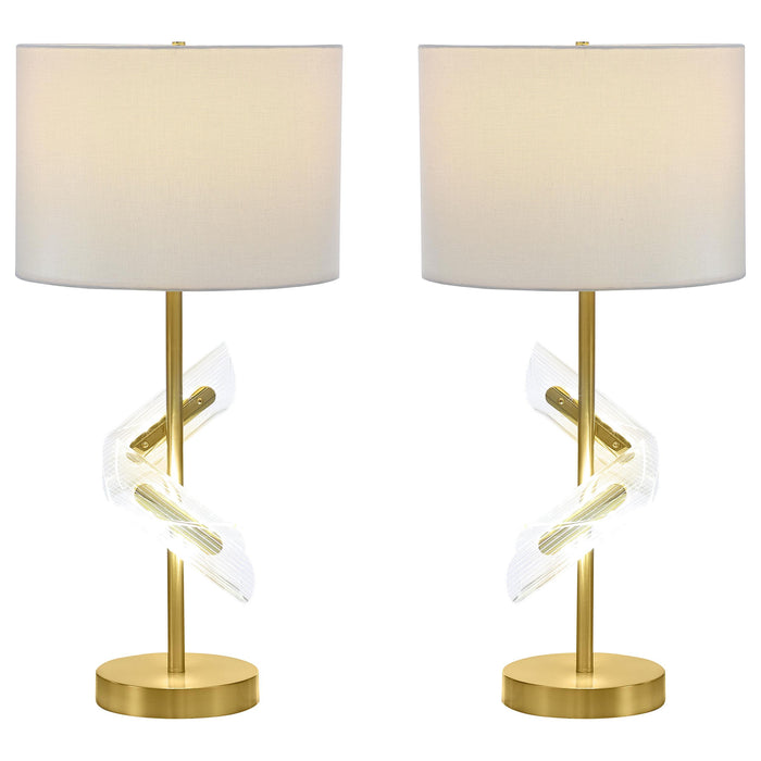 Kingsley 30-inch Drum Shade Table Lamp Gold (Set of 2)