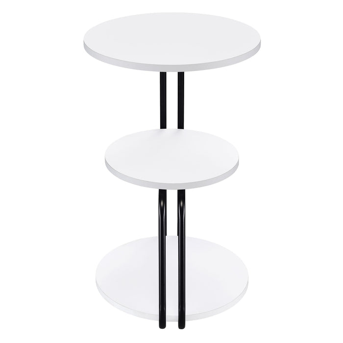 Hilly 3-tier Round Accent Side Table White and Black