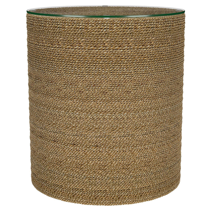 Halden Round Woven Seagrass Accent Side Table Light Brown