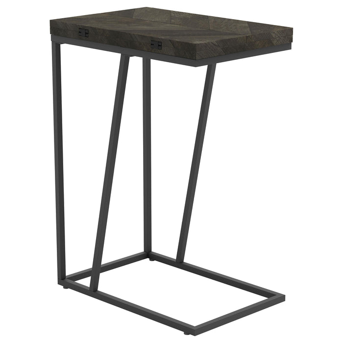 Carly Expandable Engineered Wood C-Shaped Side Table Grey