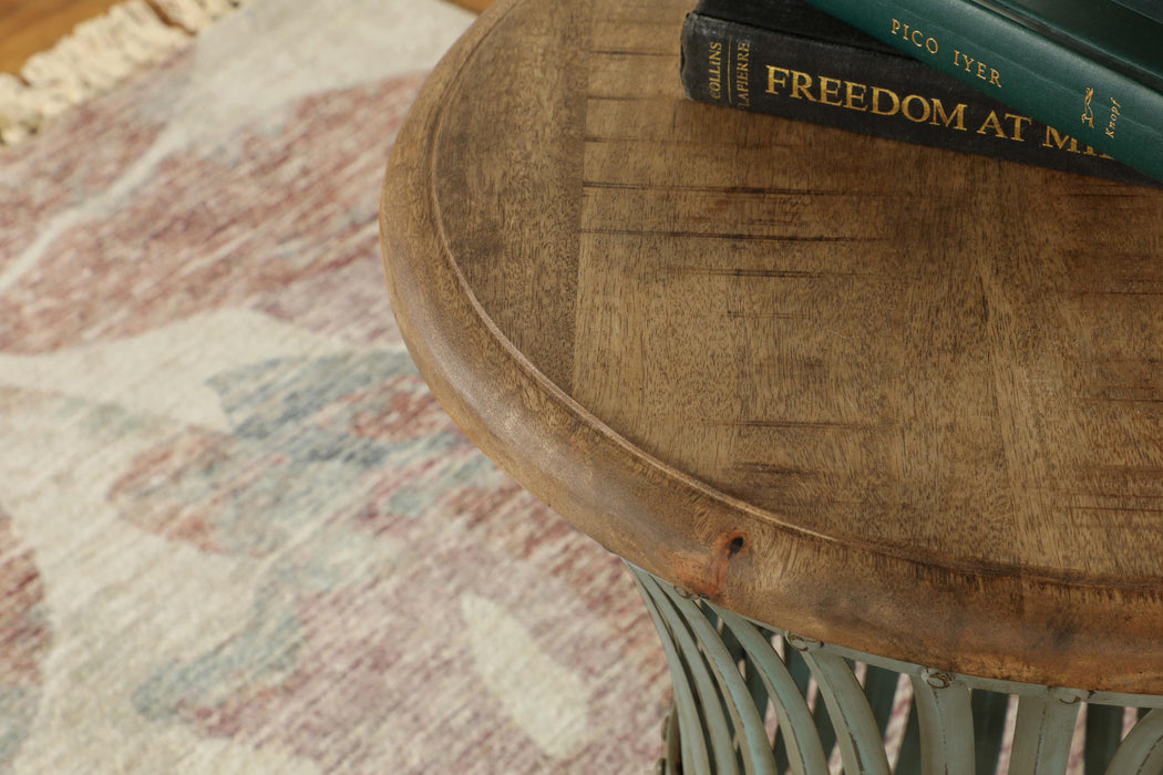 Matyas Round Wire Frame Accent Side Table Antiqued Blue