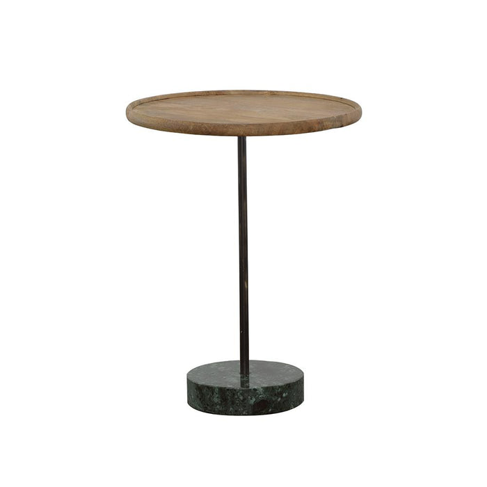 Ginevra 20-inch Wood Top Marble Base Table Natural and Green
