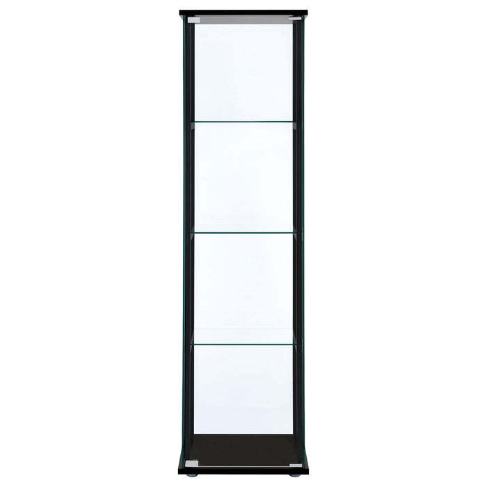 Cyclamen 4-shelf Clear Glass Curio Display Cabinet Black