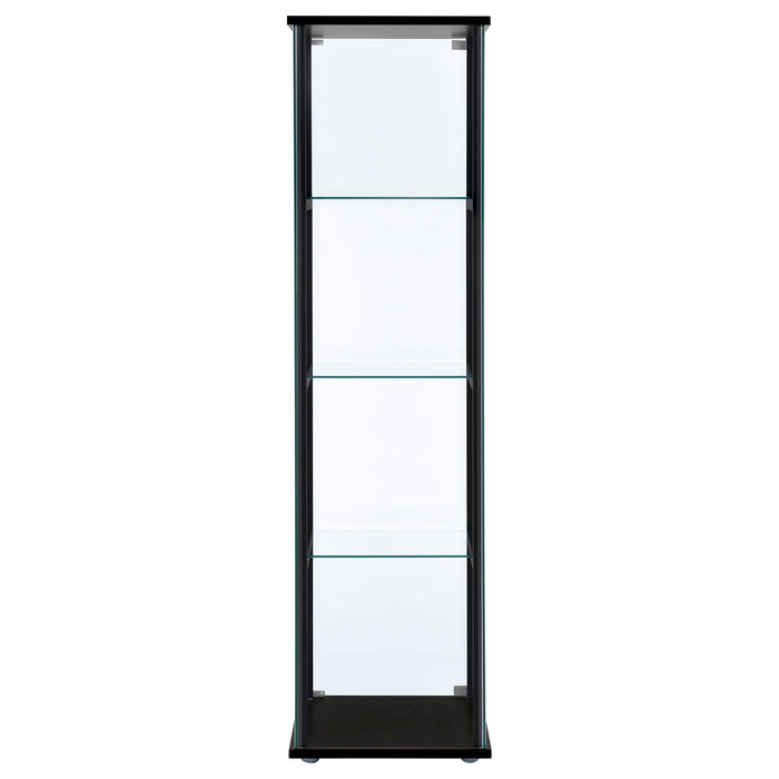 Cyclamen 4-shelf Clear Glass Curio Display Cabinet Black