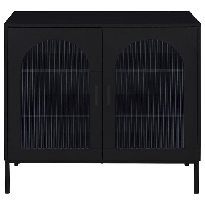 Jess 2-door Arched Fluted Glass Accent Cabinet Black