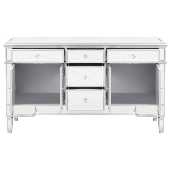 Duchess 5-drawer Mirrored Storage Accent Cabinet Silver