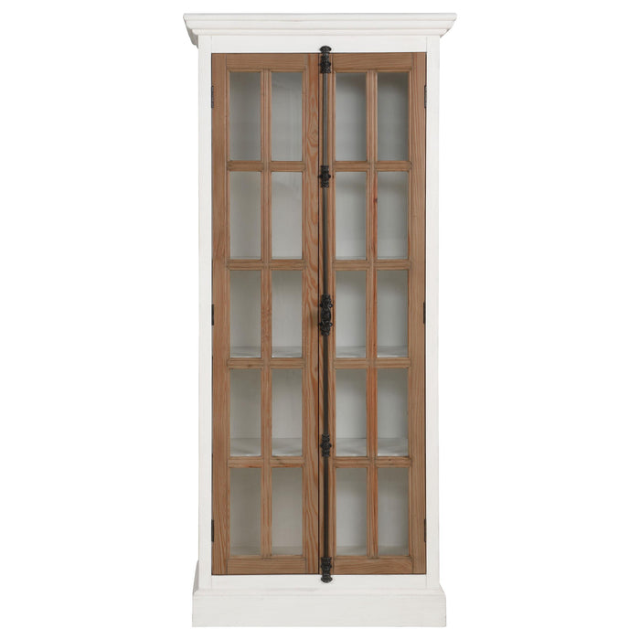 Tammi 2-door Wood Tall Cabinet Distressed White and Brown