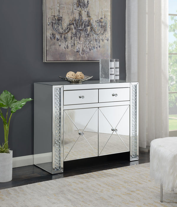 Maya 2-drawer Mirrored Storage Accent Cabinet Silver