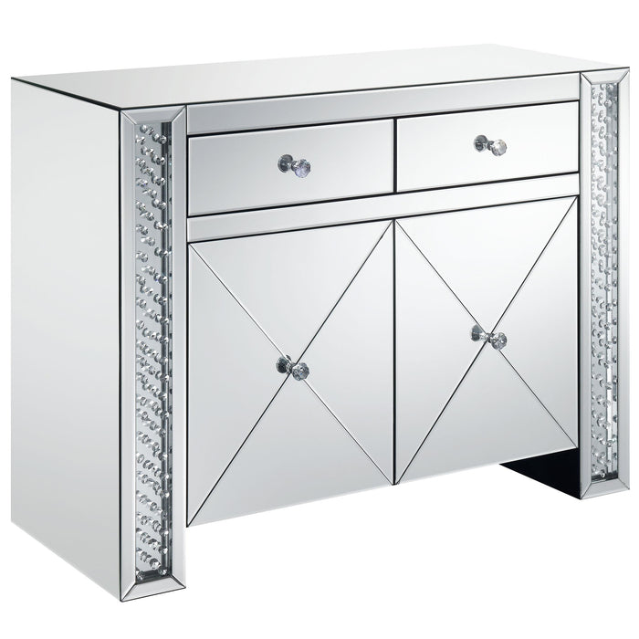 Maya 2-drawer Mirrored Storage Accent Cabinet Silver