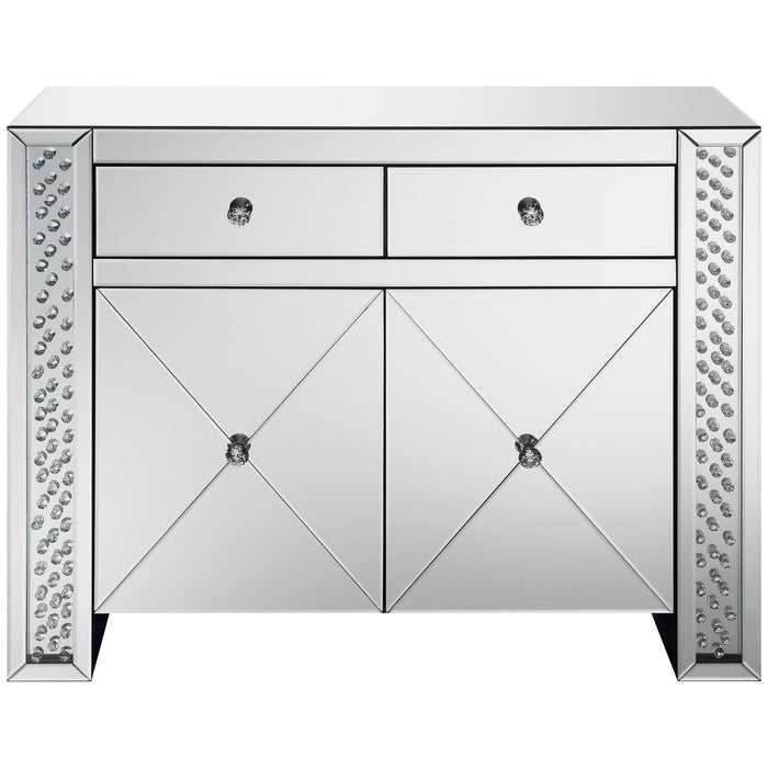 Maya 2-drawer Mirrored Storage Accent Cabinet Silver