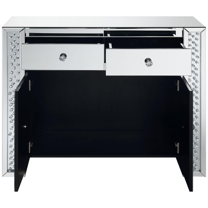 Maya 2-drawer Mirrored Storage Accent Cabinet Silver