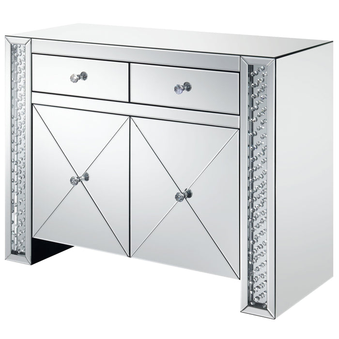 Maya 2-drawer Mirrored Storage Accent Cabinet Silver