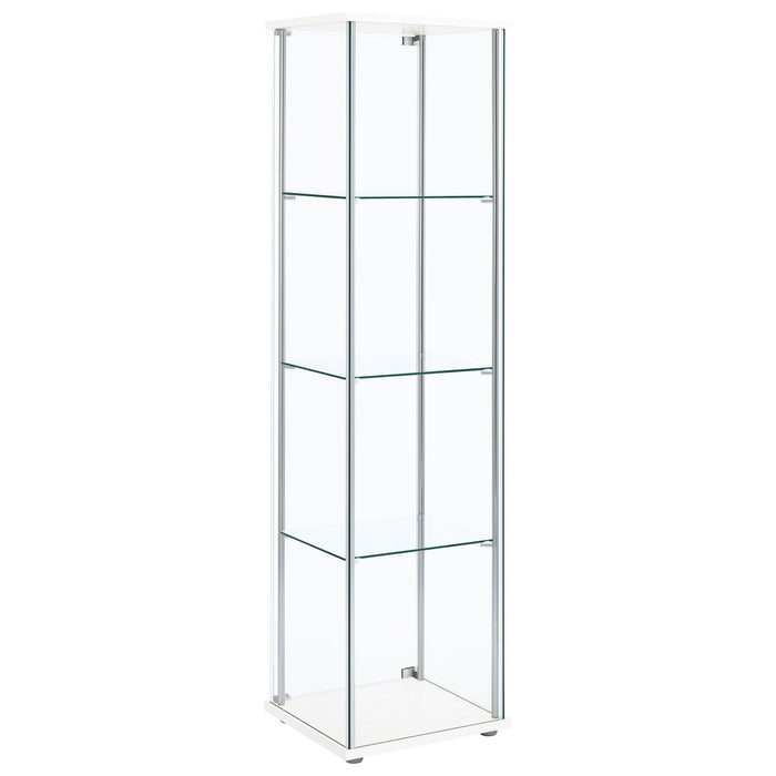 Bellatrix 4-shelf Clear Glass Curio Cabinet White