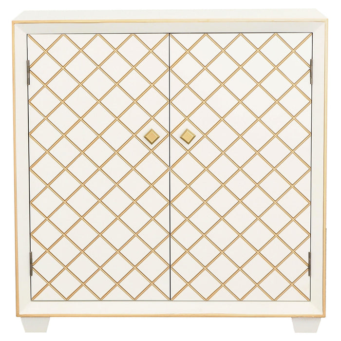 Belinda 2-door Storage Accent Cabinet White and Gold
