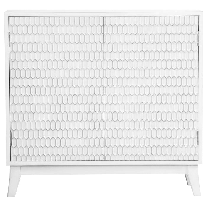 Gambon 2-door Wood Honeycomb Pattern Accent Cabinet White