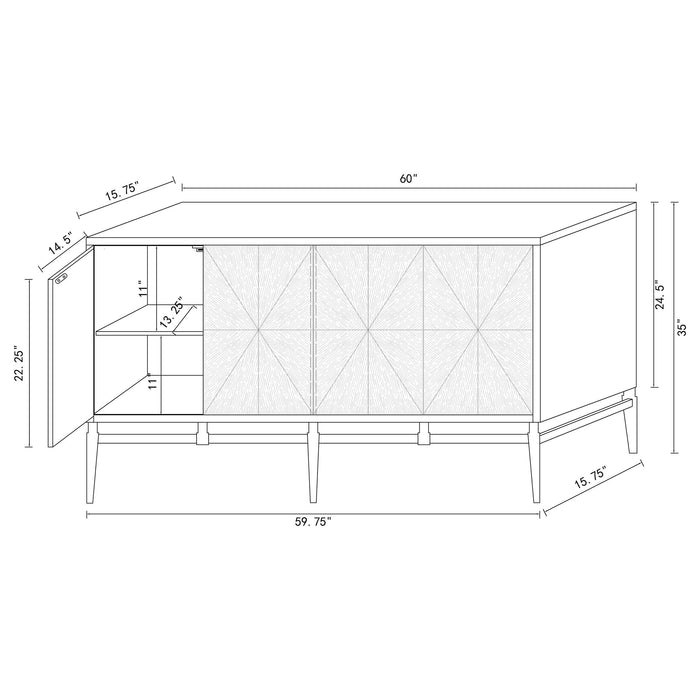 Zira 4-door Wood Parquet Storage Accent Cabinet Brown