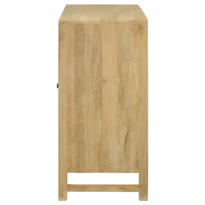 Zamora 3-door Wood Accent Cabinet with Woven Cane Natural
