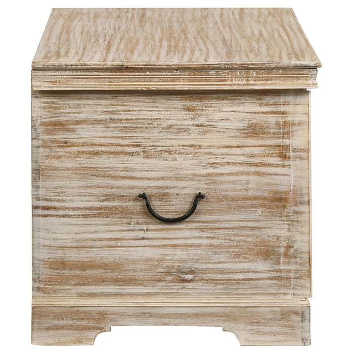 Nilay Wood Storage Trunk White Washed and Black