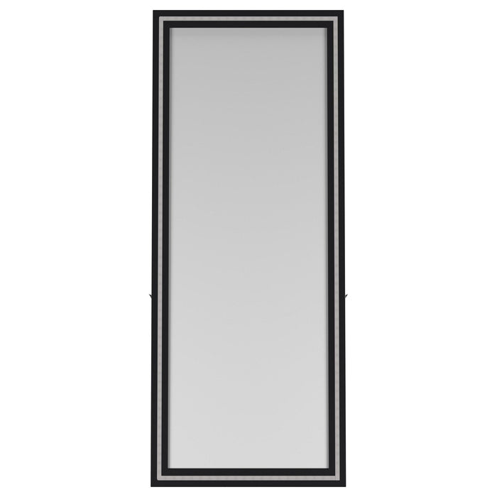 Windrose 28 x 67 Inch Tempered LED Standing Mirror Black