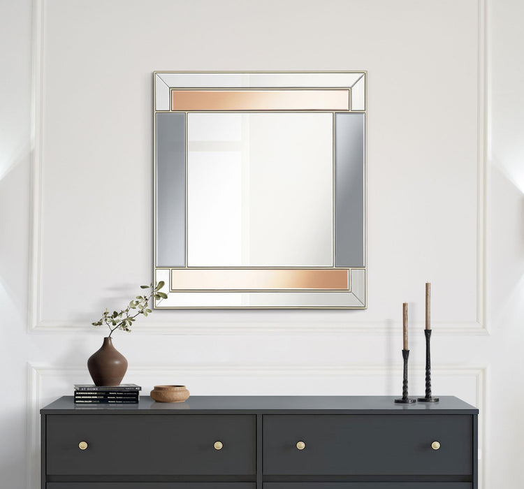 Braylin 38 x 40 Inch Wall Mirror Champagne and Silver