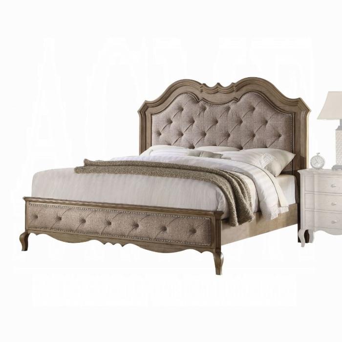 Chelmsford Beige Fabric & Antique Taupe Queen Bed