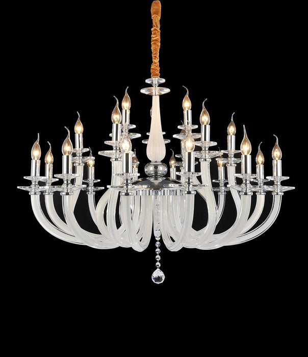 Lighting San Marco 21 Light Chandelier in Opalescent and Chrome