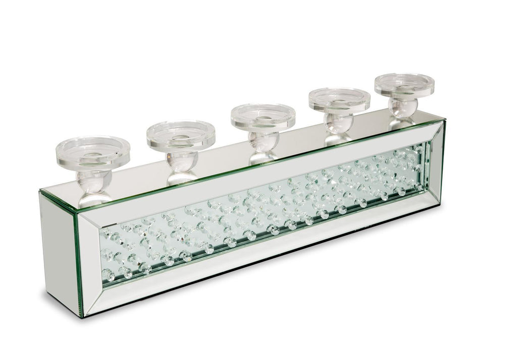 Montreal Rect.Mirror Framed Candle Hldr.w/Crystal Accents