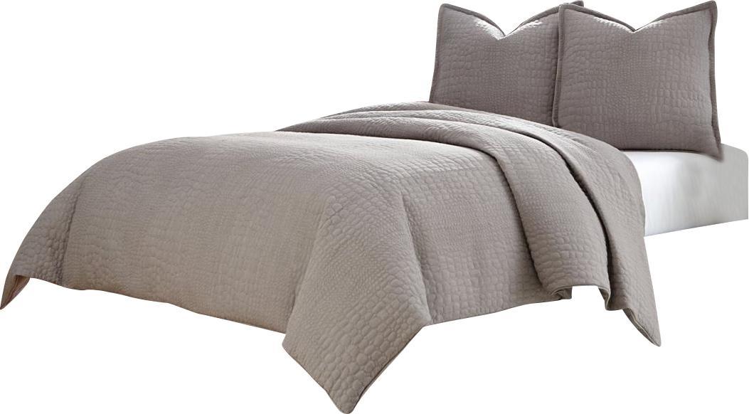 Trent 3-pc King Coverlet/Duvet Set in Gray