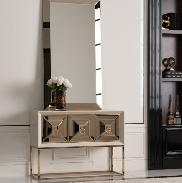 AICO Furniture Madison Small Mirror in Glistening Gold