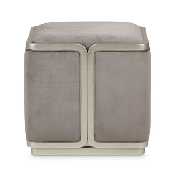 AICO Furniture Linea Linea Ottoman Gray Pearl in Silver Mist