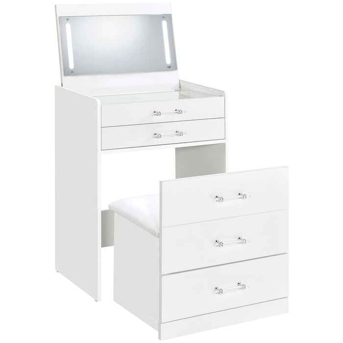 Danbury Makeup Vanity Table with LED Mirror and Stool