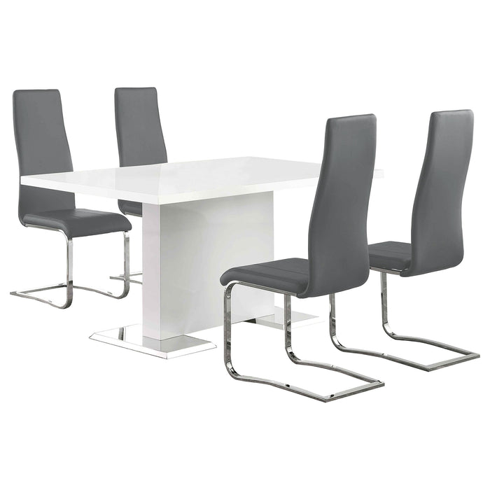 Anges 5-piece Dining Table Set White High Gloss and Grey
