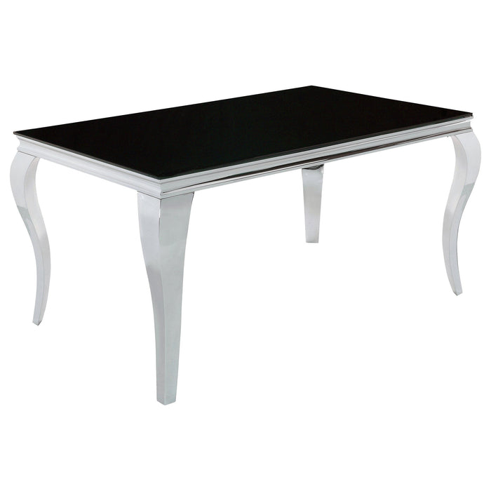 Carone 5-piece 61-inch Rectangular Black Glass Dining Set Grey