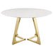 Gwynn Round 51-inch Marble Stainless Steel Dining Table Gold