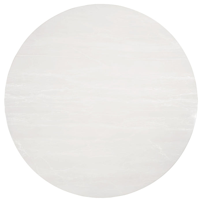 Gwynn Round 51-inch Marble Stainless Steel Dining Table Gold