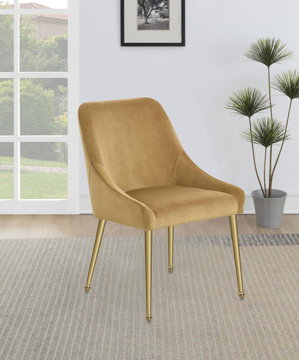 Mayette Upholstered Dining Side Chair Cognac (Set of 2)