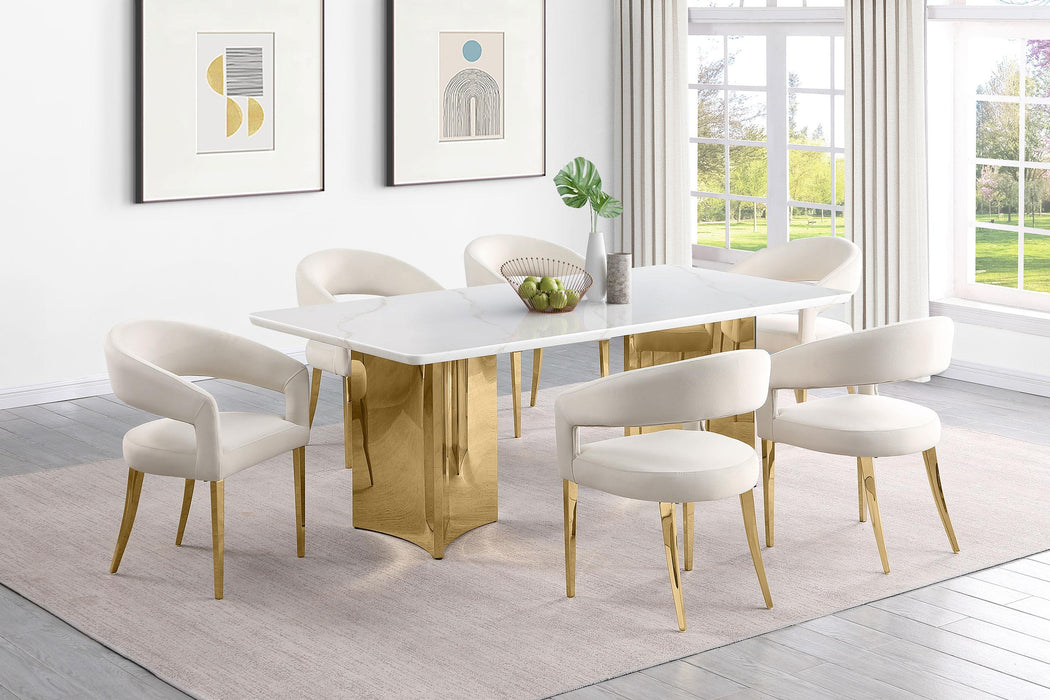 Galiano Velvet Upholstered Dining Arm Cream Beige (Set of 2)