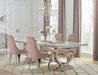 Antoine 5-piece Rectangular Glass Top Dining Table Set Pink