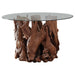 Asbury Round 60-inch Glass Top Dining Table Teak Brown
