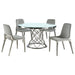Irene 5-piece Round Glass Top Dining Set White and Chrome