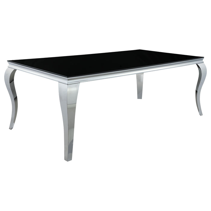 Carone 5-piece 81-inch Rectangular Black Glass Dining Set Blue