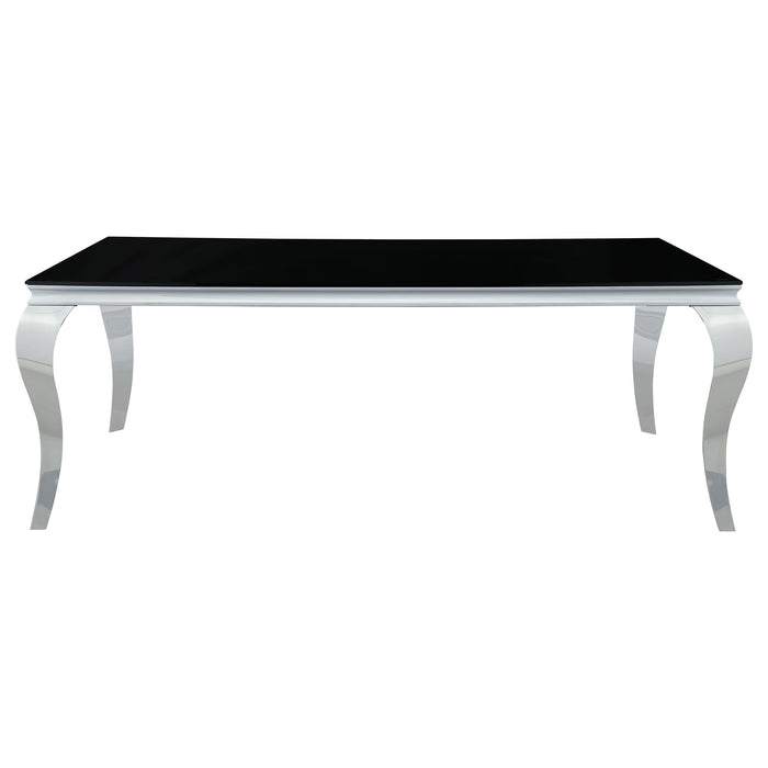 Carone 5-piece 81-inch Rectangular Black Glass Dining Set Blue
